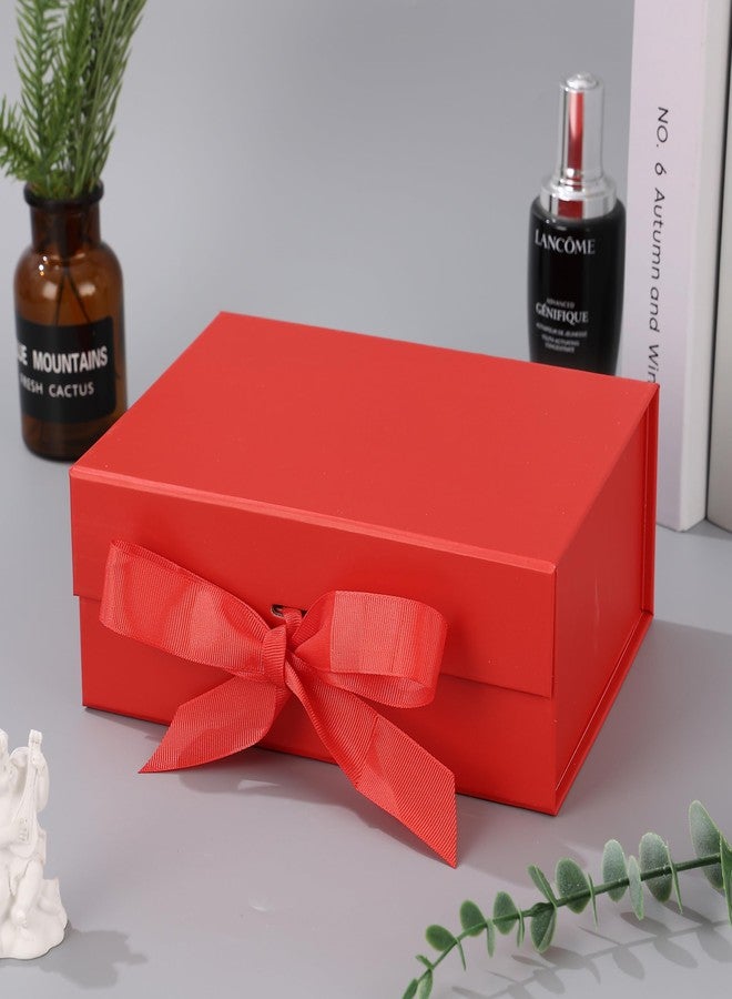 HOME ELEMENTS Decorative Luxury Gift Box with Ribbon for Packaging Multipurpose Gift Hampers Foldable Gift Packing Boxes Perfect for Presents Diwali Christmas Wedding Birthdays Special Occasions (Red) - Image 1